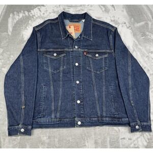 Levis Denim Trucker Jacket Mens XL Blue Dark Wash Button Down Standard NWT
